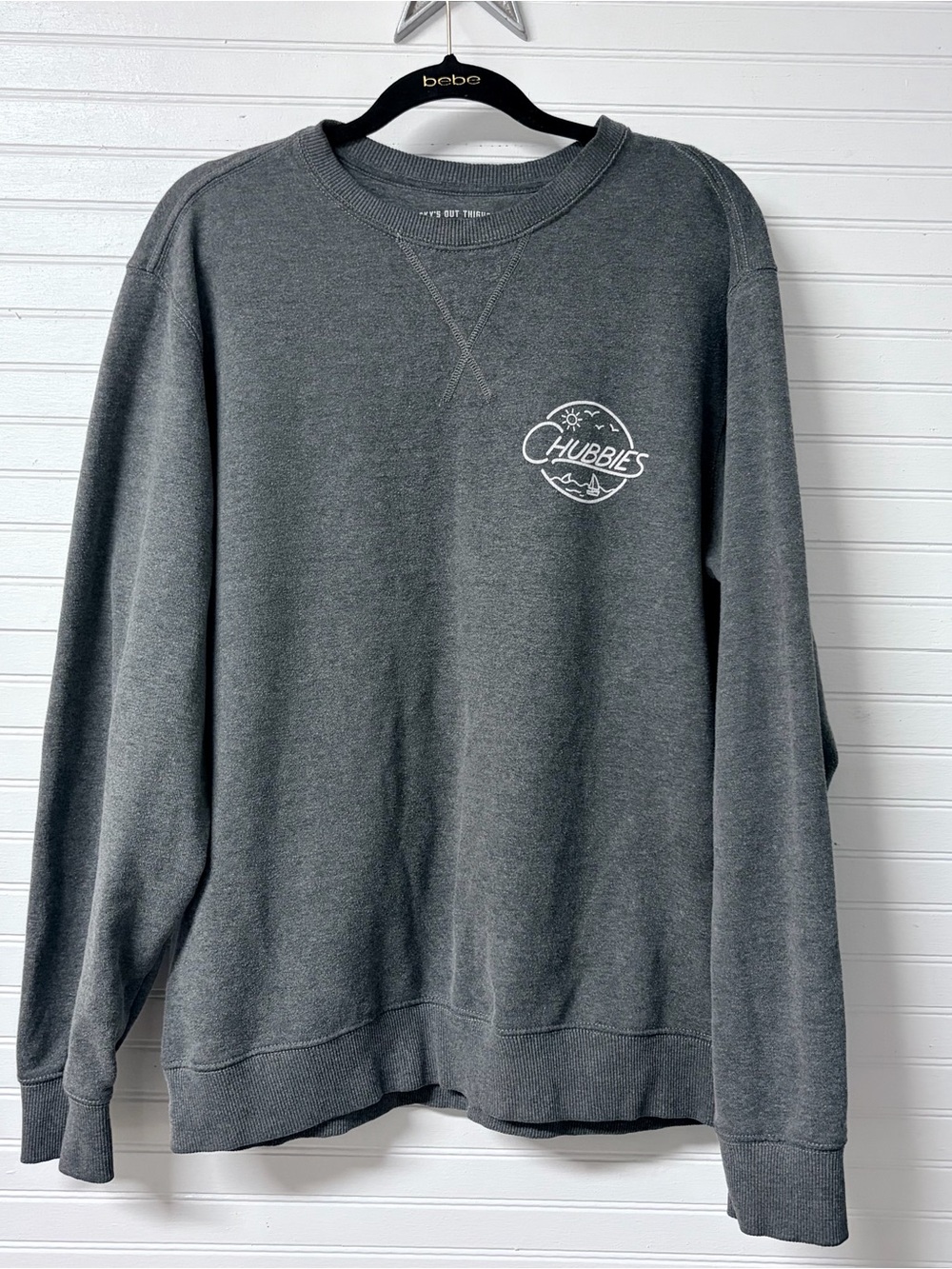 chubbies Dark Gray Crewneck Sweatshirt with White Chest Logo